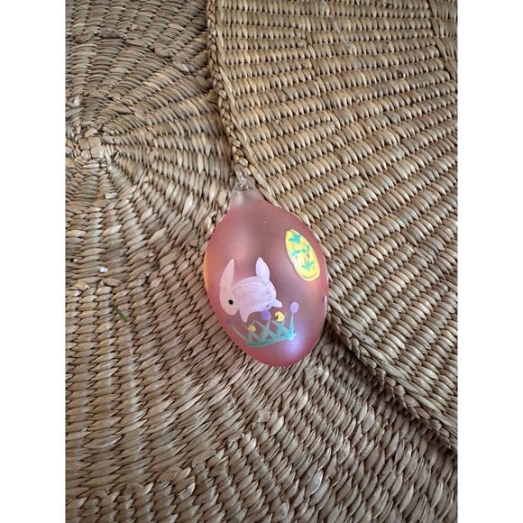 Vintage Hand-Painted Easter Egg Ornament – Bunny & Egg Design - Picture 1 of 6